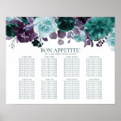 Moody Boho | Blauwgroen Bloemen Boeketten Zitkaart Poster (Voorkant)