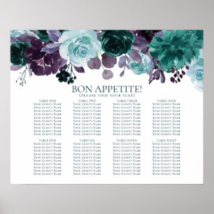 Moody Boho   Blauwgroen Bloemen Boeketten Zitkaart Poster