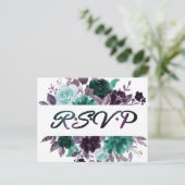 Moody Boho | Blauwgroen Bloemen Garland Lijst Entr Briefkaart (Staand voorkant)