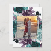 Moody Boho | Blauwgroen bloemenkrans Monogram brui Kaart (Achterkant)