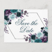 Moody Boho | Blauwgroen Dark Floral Lijst Save the Briefkaart (Voorkant)