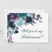 Moody Boho | Blauwgroen donkere bloemfoto bruids V Kaart (Voorkant)