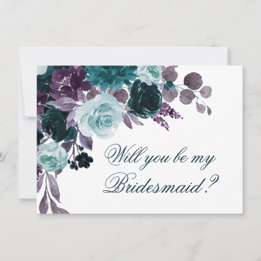 Moody Boho | Blauwgroen donkere bloemfoto bruids V Kaart (Voorkant)