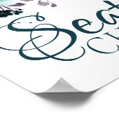 Moody Boho | Blauwgroen en aubergine Paarse Rozen  Poster (Hoek)