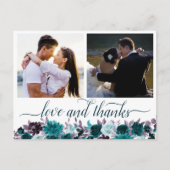 Moody Boho | Blauwgroen en Paarse 2 Foto Dank u Briefkaart (Voorkant)