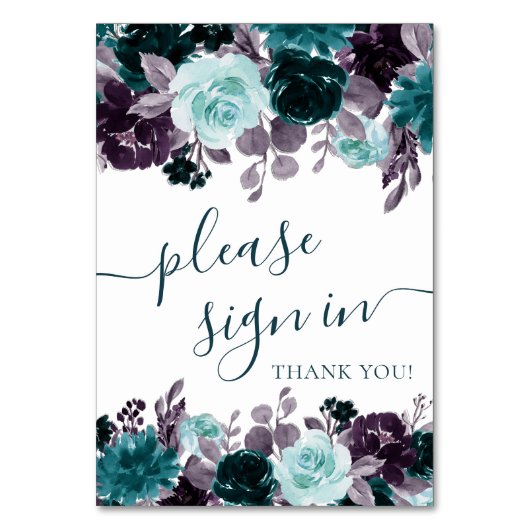 Moody Boho | Blauwgroen en Paarse Bloemen Gelieve  Kaart (Voorkant)