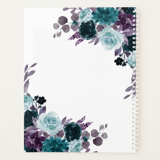 Moody Boho | Blauwgroen en Paarse Dark Floral Cust Planner (Achterkant)
