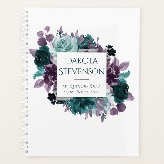 Moody Boho | Blauwgroen en Paarse Dark Floral Cust Planner (Voorkant)