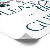 Moody Boho | Blauwgroen en Paarse Rozen Gastenboek Poster (Hoek)