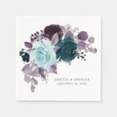 Moody Boho | Blauwgroen en Turquoise bloemboeket Servet (Voorkant)