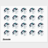 Moody Boho | Blauwgroen en Turquoise Bloemen Dank  Ronde Sticker (Vel)