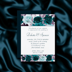 Moody Boho   Blauwgroen en Turquoise Bloemen Garla Kaart