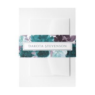 Moody Boho   Blauwgroen en Turquoise Bloemen Garla Uitnodigingen Wikkel