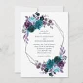 Moody Boho | Blauwgroen en Turquoise Bloemenbruilo Kaart (Voorkant)