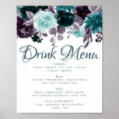 Moody Boho | Blauwgroen Floral Garland Drink keuze Poster (Voorkant)