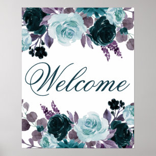 Moody Boho   Blauwgroen Floral Garland Party Welko Poster