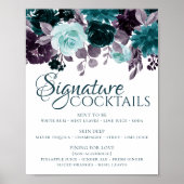 Moody Boho | Blauwgroen Floral Garland Signature D Poster (Voorkant)