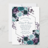 Moody Boho | Blauwgroen Floral Silver Lijst Baby s Kaart (Voorkant)