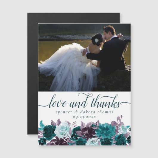 Moody Boho | Blauwgroen Paarse Foto Dank u Magneet (Voorkant / Achterkant)