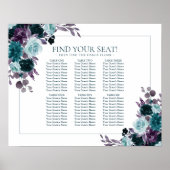 Moody Boho | Blauwgroen Turquoise Bloemen Zitkaart Poster (Voorkant)