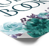 Moody Boho | Blauwgroen turquoise bloemengast inlo Poster (Hoek)