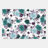 Moody Boho | Blauwgroen Turquoise donker bloemmoti Inpakpapier Vel (Voorkant)