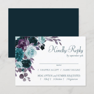 Moody Boho   Blauwgroen turquoise donkere bloemboo RSVP Kaartje
