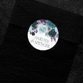 Moody Boho | Blauwgroen Turquoise donkere bloemenb Ronde Sticker