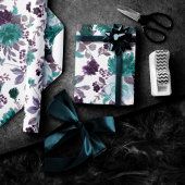 Moody Boho | Blauwgroen Turquoise en Paarse Monogr Cadeaupapier