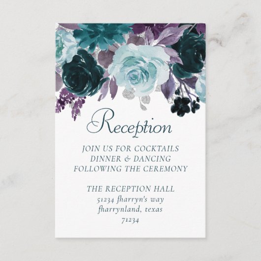 Moody Boho | Blauwgroen Turquoise en Paarse recept Informatiekaartje (Voorkant)