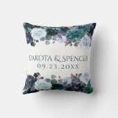 Moody Boho | Blauwgroen Turquoise Floral Garland b Kussen (Achterkant)