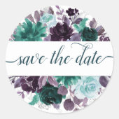 Moody Boho | Blauwgroen Turquoise Garland Save the Ronde Sticker (Voorkant)