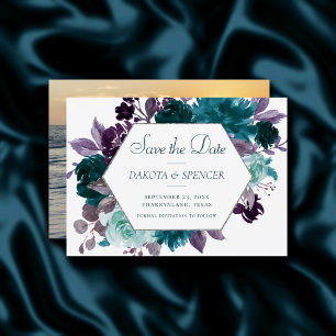 Moody Boho   Blauwgroen Turquoise Paarse Boeket Li Save The Date