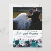 Moody Boho | Blauwgroen Turquoise Paarse foto en l Bedankkaart (Voorkant)