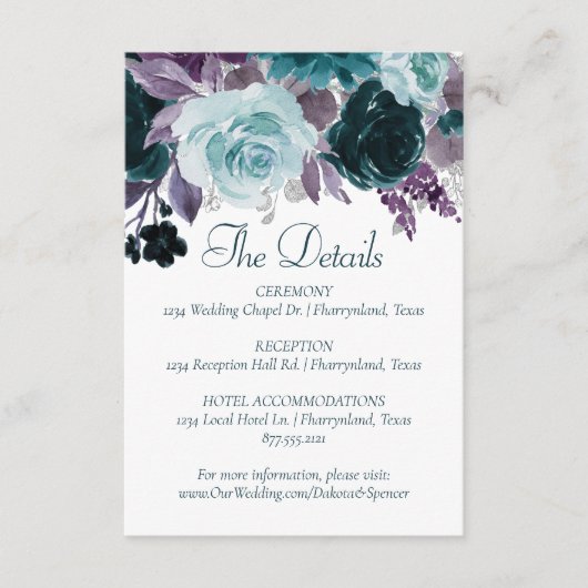 Moody Boho | Blauwgroen Turquoise Paarse Garland D Informatiekaartje (Voorkant)