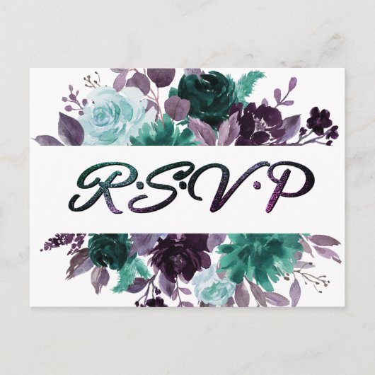 Moody Boho | Blauwgroen Turquoise Silver Lijst RSV Briefkaart (Voorkant)