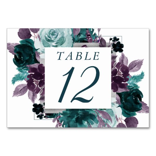 Moody Boho | Blauwgroen turquoise vierkante bloeme Kaart (Voorkant)