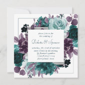 Moody Boho | Blauwgroen Vierkante Bloemen Krans Br Kaart (Voorkant)