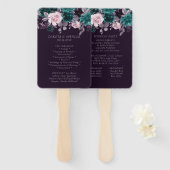 Moody Boho | Dark Eggplant Paarse Ceremony Program Handwaaier (Voorkant en achterkant)
