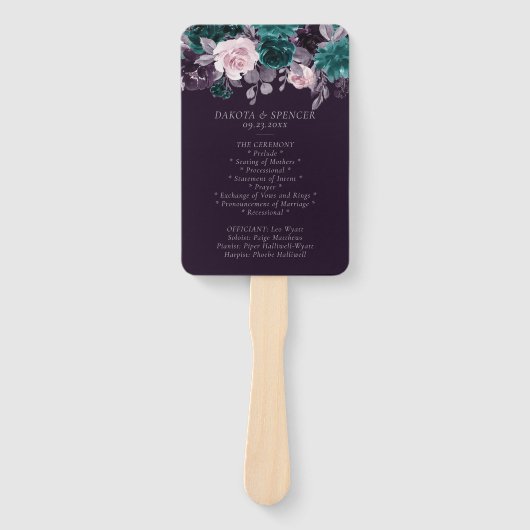 Moody Boho | Dark Eggplant Paarse Ceremony Program Handwaaier (Voorkant)
