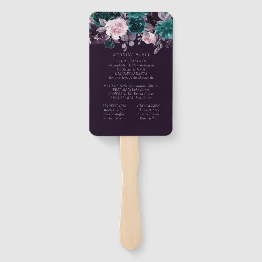 Moody Boho | Dark Eggplant Paarse Ceremony Program Handwaaier (Achterkant)