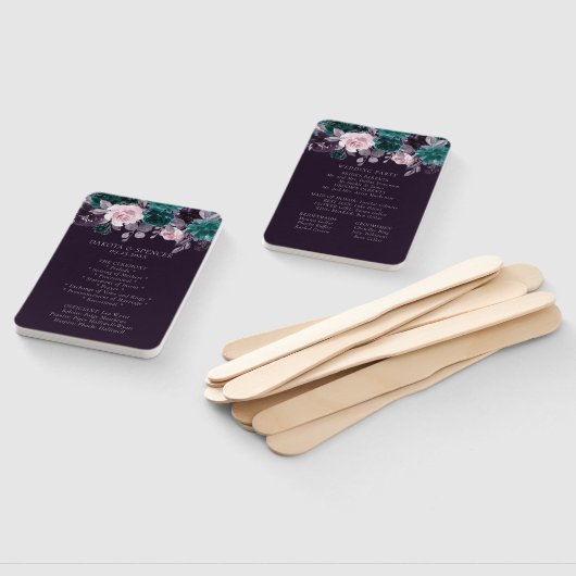 Moody Boho | Dark Eggplant Paarse Ceremony Program Handwaaier (Niet-gemonteerd)