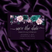 Moody Boho | Dark Eggplant Purple and Teal Floral Save The Date