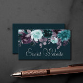 Moody Boho | Deep Blauwgroen en Paarse Bloemen Web Informatiekaartje