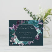 Moody Boho | Deep Blauwgroen en Paarse Garland Fot Save The Date (Staand voorkant)