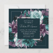 Moody Boho | Deep Blauwgroen Turquoise Paarse kran Kaart (Voorkant)