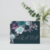 Moody Boho | Deep Blauwgroen Turquoise Paarse reac Briefkaart (Staand voorkant)