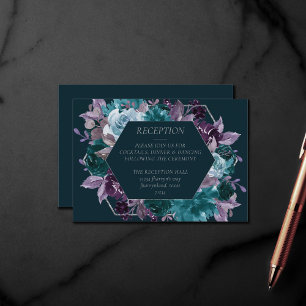 Moody Boho Deep Blauwgroen Turquoise Paarse rece Informatiekaartje