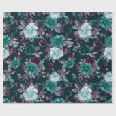 Moody Boho | Diep Blauwgroen en Aubergine Paarse P Cadeaupapier (Vlak)
