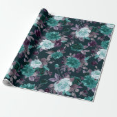 Moody Boho | Diep Blauwgroen en Aubergine Paarse P Cadeaupapier (Uitgerold)